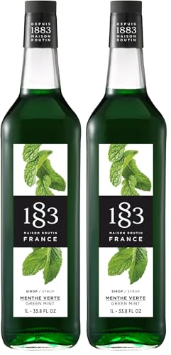 Image of 1883 Green Mint Syrup for Drinks, Made in France, 1 Liter Plastic Bottle (Pack of 2)