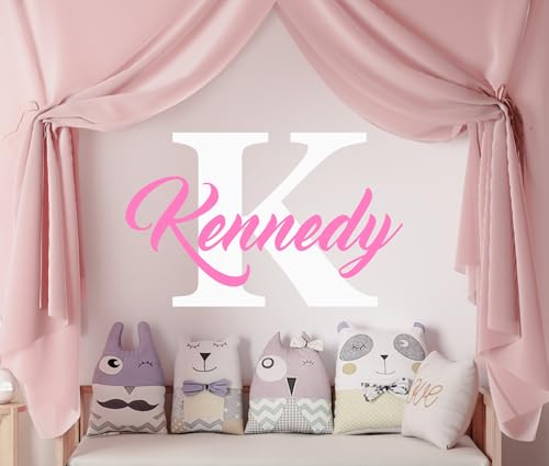Vinilo decorativo personalizado para pared con nombre y letra inicial