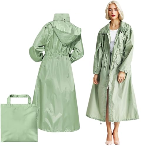 El Mejor Listado de Impermeable Tipo Gabardina más recomendados. 41 Chubasquero largo para hombre y mujer、impermeable para lluvia mujer、plegable、ligero、resistente al viento con capucha, adecuado para exteriores、camping, senderismo