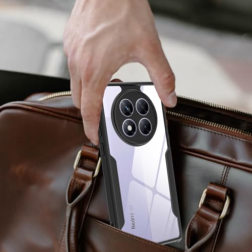 Image of A rtistque Clear Hard Transparent Acrylic Armor Anti-Drop Shockproof TPU Edge Back Cover Case for Redmi Note 14 Pro - Black