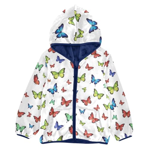 CHIFIGNO Butterfly White Toddler Boys Zip up Hoodie Light Soft Sweatshirt Jacket 3T