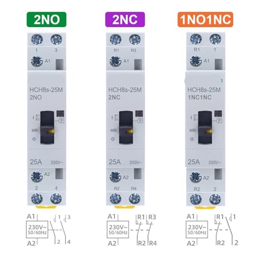 Contactor modular HCH8s-25 para carril DIN con conmutación automática de 2 polos 2