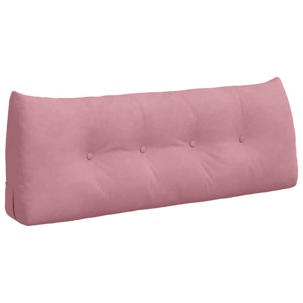 Rückenkissen Rosa 120x24x50 cm Samt mit Seitentasche, Abnehmbarer Bezug, ergonomische Rückenlehne für Sofa Couch & Bett, modernes Dekokissen für Wohnzimmer Schlafzimmer Büro