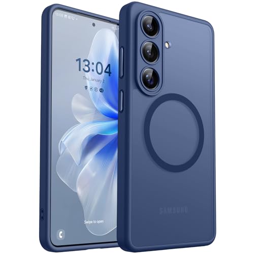 Image of CANSHN Designed for Samsung Galaxy S26 Case (6.3 inch), Upgraded [Full Camera Protection] [Compatible with Magsafe] [Translucent Matte] Shockproof Protective Phone Cover, Deep Blue