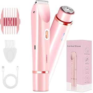 Lady Shavers voor vrouwen, bikinilijntrimmer voor vrouwen & elektrisch scheerapparaat, 2-in-1 nat & droog waterdicht scheerapparaat voorbenen & oksels, armen, lichaam en gezicht