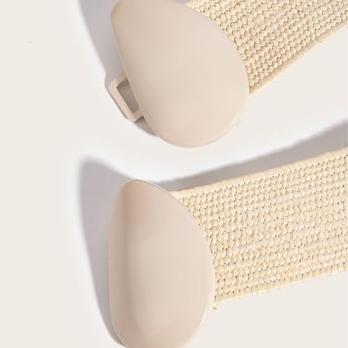 Woven Straw Belts for Women, Stretch Shell Buckle Belt of Dresses and Jeans for Girls Wife Mom and Daughter, Fashion Gift for Birthday Christmas Mother's Day4