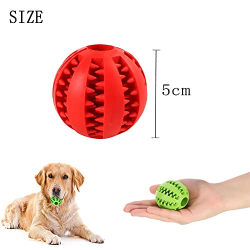 OUOQI Hundespielzeug Ball,2er Pack Kauspielzeug aus Naturkautschuk,Hundeball mit Zahnpflege-Funktion,Naturgummi Hund Feeder Ball,Bissfestes Hundespielzeug,Für kleine Hunde (5cm)