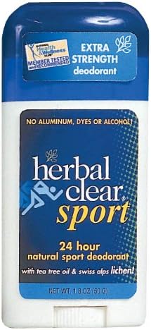 Herbal Clear Sport 24 Hour Natural Sport Deodorant with Tea Tree Oil and Swiss Alps Lichen, 1.8 Ounce (Pack of 3)