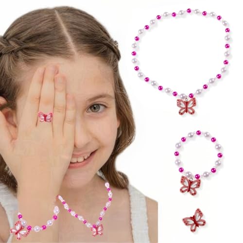Collar Elástico de Mariposa, Conjunto de Pulsera de Collar de Niña Pequeña, Joyería de Princesa Pequeña Collares Para Niños