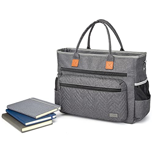Hritok Laptop Tote Bag, Teacher Bag For Work, Messenger Shoulder Bag Fits 15.6 Inch, Business Handbag Satchel Purse (Grey) #TOP4