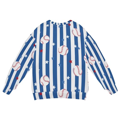 JUNZAN Deep Blue Baseball Stripes Big Boys Pullover Hoodie Fleece Boys Sweat Shirt Sports 4T2
