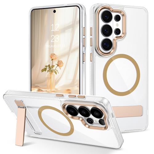YINLAI Coque pour Samsung Galaxy S26 Ultra Magnétique Compatible avec MagSafe, Béquille Galaxy S26 Ultra avec 3 Modes de Support, Transparente Dur PC...