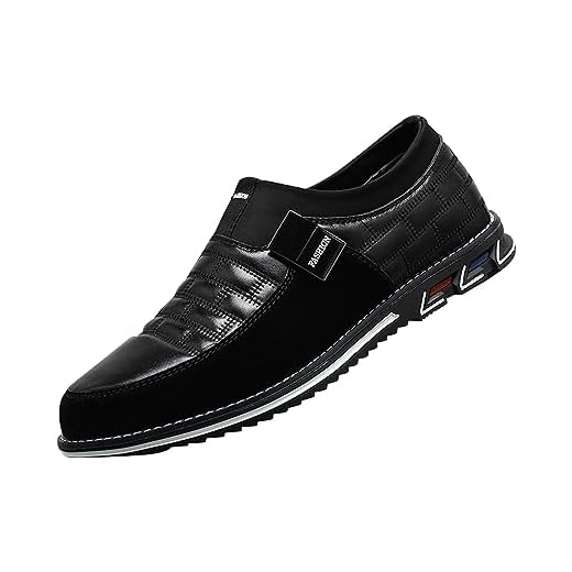 Chaussures décontractées en cuir pour homme – Chaussures habillées sans lacets pour le travail formel et les mariages - Large largeur - Confortables et peu profondes - Chaussures en cuir