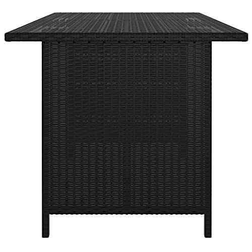 vidaXL Garten Esstisch Gartentisch Terrassentisch Tisch Gartenmöbel Balkontisch Outdoor Schwarz 110x70x65cm Poly Rattan… – Bild 4