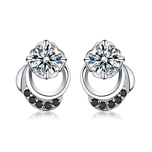 Boucles d'oreilles spinelle noire en argent 925 de fiançailles