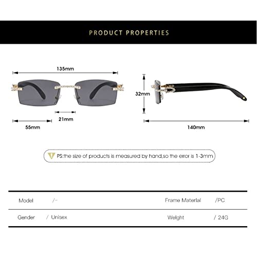Lunettes de soleil femmes mode strass dégradé rectangle protection UV400 - 3