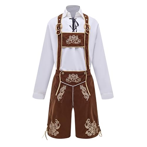 Pantalones de cuero hombre de color marrón oscuro corto para traje tradicional