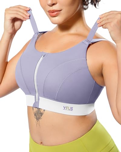 Image of Adjustable High Impact Sports Bras for Women Zip Front Full Coverage and Lift Padded Compression Tops