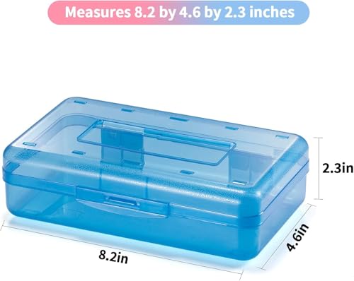 Sooez 1 Pack Pencil Case, Clear Pencil Box with Stickers, Large Plastic Crayon Box with Snap-tight Lid, Stackable Storage Box Art Craft Marker Organizer Box for Kids Boys Back to School, Pink