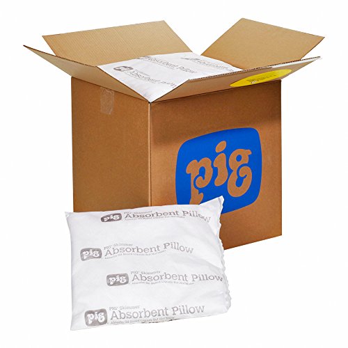 Image of PIG Skimmer Oil-Only Absorbent Pillow | Absorbs Oil-Based Liquids | 1 Gal Absorbency | 17 inch L x 16 inch W x 1 inch H | 10 Pillows | PIL203