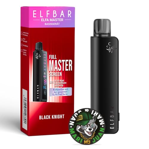 Elfa Master Pod System Basisgerät mit Pod kompatibel mit Elfa Pods Elfa Turbo und Lost Mary Tappo Pods ohne Liquid ohne Nikotin inkl Sticker von Mari und Juan (Black Knight)