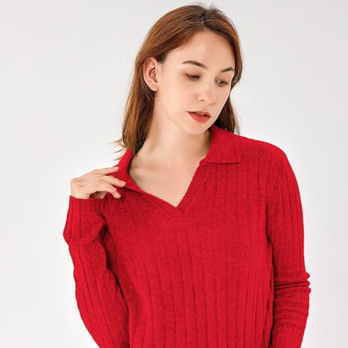 Cuello V Sudadera de Solapa Ligera Femenina y pullover de punto chic 6
