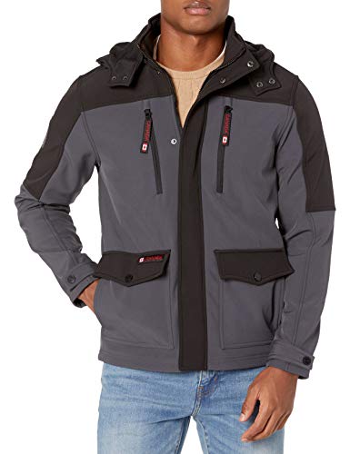 CANADA WEATHER GEAR Men's Heavy Weight Parka, Softshell Black/Charcoal, L
