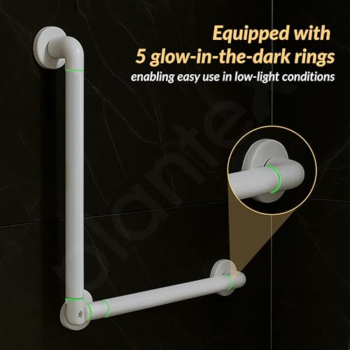 Image of Plantex Stainless Steel Grab Bar /Wall Mounted Safety L Shaped Grab Bar for Bathroom /Grab bar for Toilet Senior Citizens - Pack of 1 (White)
