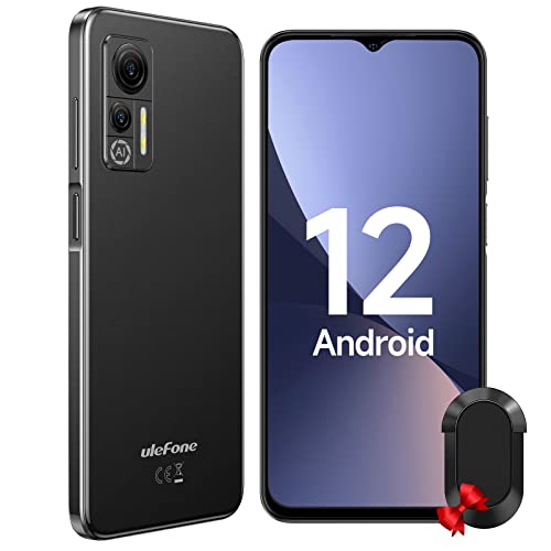 Ulefone Note 14 Handy Ohne Vertrag (2022), Android 12 4G Smartphone 6,52 Zoll Bildschirm 4500mAh 3GB RAM 16GB ROM 128GB Erweiterbar 8MP+5MP Kamera Dual SIM Handy 3 Karte Slots Face ID GPS - Schwarz Cover