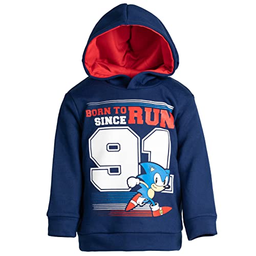 SEGA Sonic the Hedgehog Boys Fleece Athletic Pullover Hoodie Navy Little Kid to Big Kid
