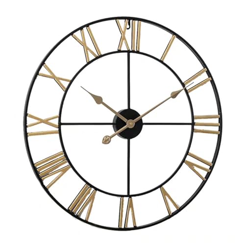Cafetu Orologio Da Parete Grande, Orologio Da Parete Decorativo, Orologio Da Parete Analogico In Metallo Con Numeri Romani, Orologi Da Parete Moderni