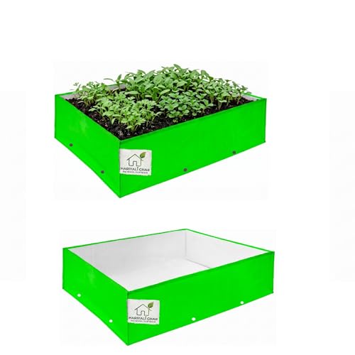 Image of HDPE Square Grow Bags 24x12x9 Inch 260 GSM UV Protected Green Planters for Terrace, Balcony & Vegetable Gardening Pack of 2