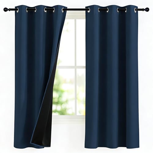 NICETOWN Navy Blue Blackout Curtains 42x63, 2 Panels