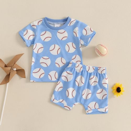 Toddler Baby Boy Baseball Outfit Short Sleeve T-Shirt Shorts Set 2Pcs Infant Baseball Clothing Summer Clothes2