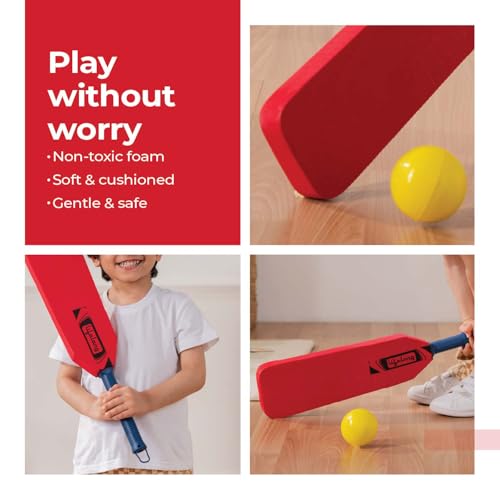 Image of Lifelong Foam Cricket Bat & Ball Set for Kids with Easy-Grip Handle | Safe Non-Toxic | Indoor & Outdoor Play Cricket-Kit for Kids 1-4 Years | Red