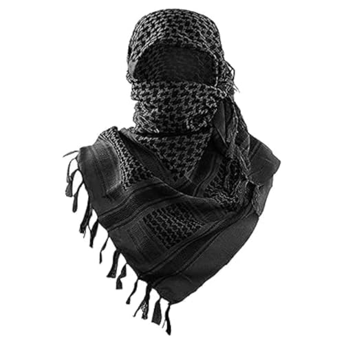 Image of Cotton Shemagh Keffiyeh Scarf - Lightweight Tactical Desert Head Neck Wrap, Sun Protection Outdoor Scarf for Summer Hiking