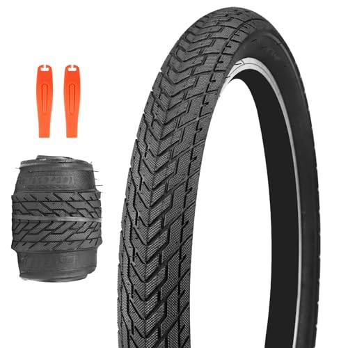 ZUKKA 20 x 2.35 Bike Tire 1/2 Pack 20 inch x 2.35 BMX Bike Tire Folding Replacement Tire for MTB Mountain Bike, BMX Bicycle Commuter Bike (Black, 1 Tire+2 Levers)