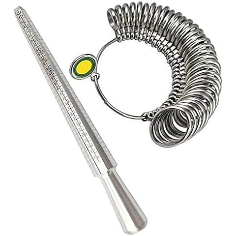 Holyang Ring Sizer UK Metal Measurement Scales Kit Tools for Measuring Rings Diameters for Jewelry Measurement Adults Children Sizer(1set Metal Ring Sizer Kits) Cover