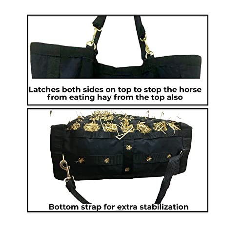 Majestic Ally Nylon Reflective 2.5" Octagon Hole Slow Feed Hay Bag for Horses Adjustable Travel Feeder for Trailer Stall - Image 3