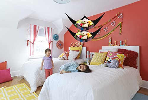 Kanyool Stuffed Animal Net, Jumbo Stuffed Animal Toy Hammock Hanging Stuff Animals Organizer Storage Net Boho Large Corner Plush Toys Net Holder For Nursery Play Room Bedroom Kid Room 2 Pack Black #TOP6