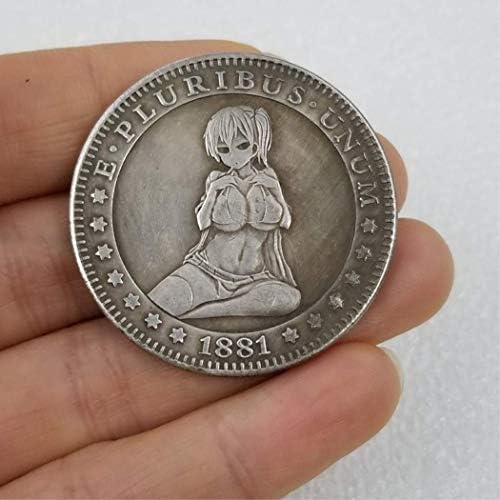 Kocreat 1881 Beautiful Girl Hobo Coin Morgan Coin Commemorative Coin Silver Dollar Antique Collection-Arts Naked Souvenir Gift Adult Toy Funny Old Coins Sty02