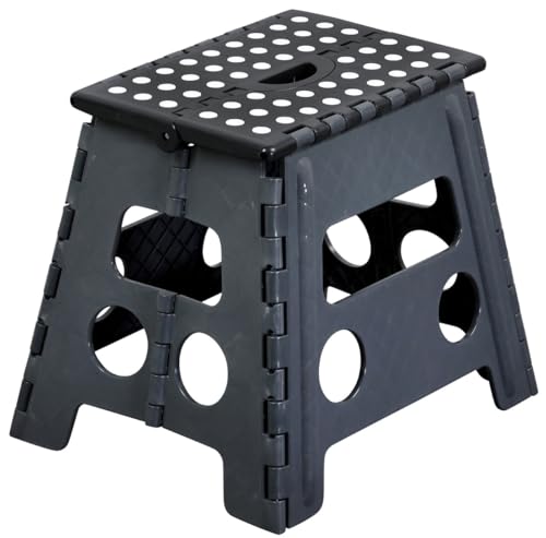 Kesper | Klapphocker, Material: Kunststoff, Maße: 36,5 x 30 x 32 cm, Trittfläche: 29 x 22 cm, Farbe: Schwarz | 70734