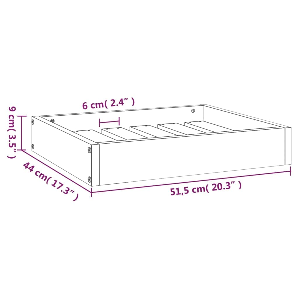 Legowisko dla psa z litego drewna sosnowego 51,5x44x9 cm, stabilna rama i ponadczasowy prostokątny design do minimalistycznych przestrzeni, w zestawie z instrukcją montażu