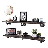 Pipe DÉCOR Industrial Pipe Holzregale Restore by Pipe DÉCOR Premium Ponderosa Kiefernholz Regal 91,4 cm Länge Set mit 2 Brettern und 6 L Halterungen, Boulder Black Finish