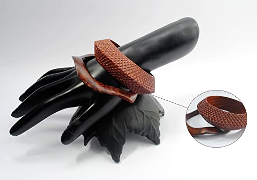 Style Curvaceous - Get These Adorable and Budget-friendly Charm-bangle-bracelets in Artistic Curvaceous & Wedge-shaped Design-pattern Made With Organic Sisso-wood by Pure Hands2