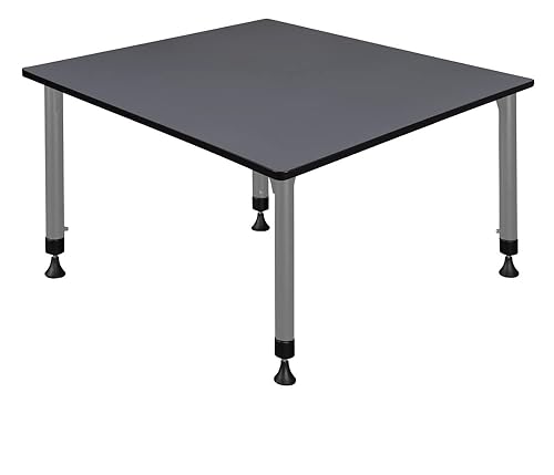 Miniatura 2 de Romig Kee - Mesa y sillas cuadradas para actividades en el aula Altura ajustable 3, 48 x 48, cromada, gris, azul marino