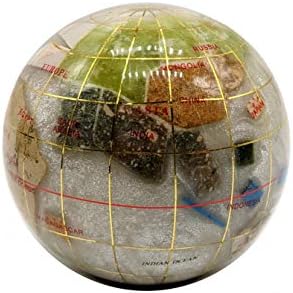 Unique Art 3-Inch Pink Pearl Swirl Ocean Gemstone World Globe