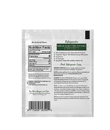 Mrs. Wages Refrigerator Pickle Seasoning Mix- Two 1.94oz. Packs (Bread & Butter)