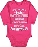 Baby Body Langarm Mädchen Junge - Patentante Baby - Ich Bin das Beste Patenkind der Welt weiß/rosa - 3/6 Monate - Fuchsia - patenkind - BZ30