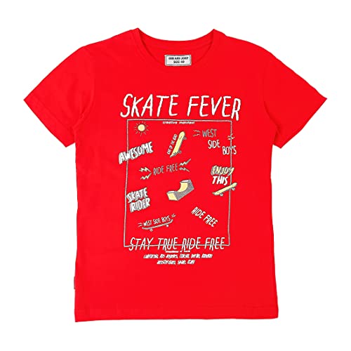 Image of Gini & Jony Boys' Red T-Shirt | Knits /CottonHand-wash | Regular Fit